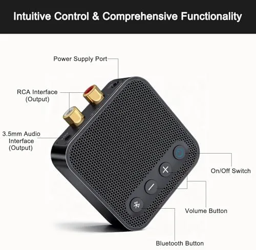 Close look at the Bluetooth 6.0 Receiver for Home Stereo - RCA/3.5mm AUX Output build quality