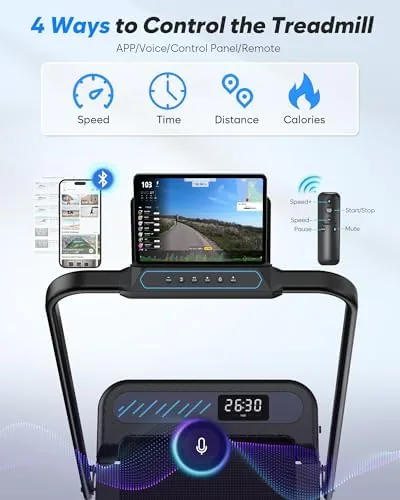 App workout screen paired with the Cardirun walking pad showing a completed session