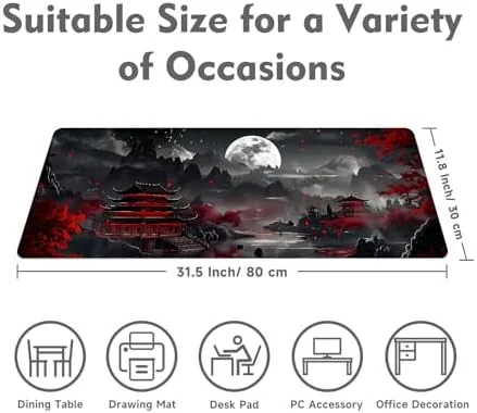 The Japanese Desk Mat Mouse Pad Dark Moon Gaming Desk Pad in real use