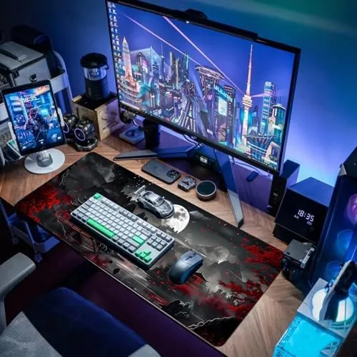 The Japanese Desk Mat Mouse Pad Dark Moon Gaming Desk Pad compared in context