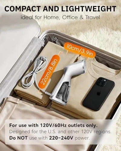 Another view of the OGHom Portable Travel Handheld Steamer for Clothes, Garment Wrinkle Remover