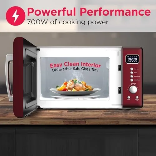 The retro microwave next to a full size standard microwave