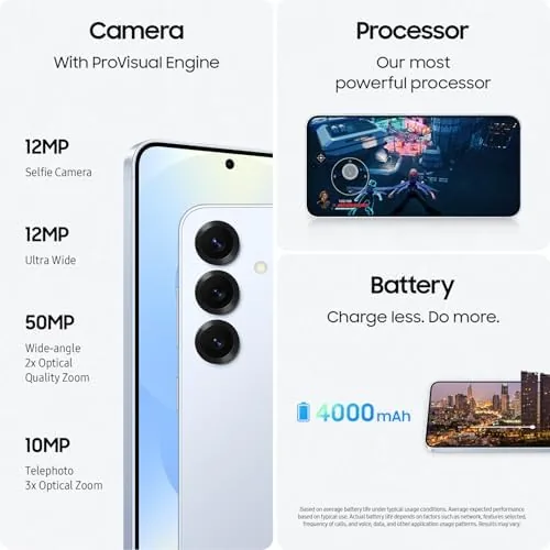 The Samsung Galaxy S25 FE 256GB Unlocked AI Smartphone, Icyblue w/ compared in context