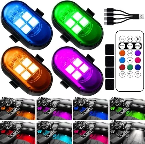 Overview of the Upgraded Wireless LED Lights for Car, Rechargeable Interior Car Lights
