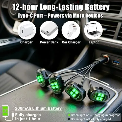 Close look at the Upgraded Wireless LED Lights for Car, Rechargeable Interior Car Lights build quality