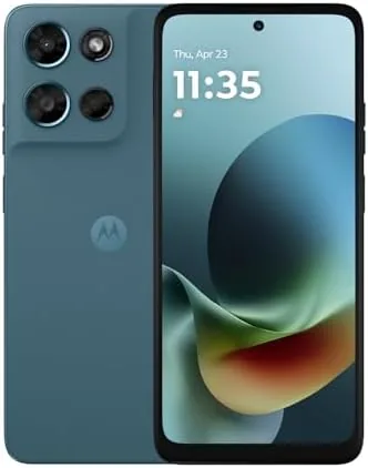 The Motorola Moto G Play 2026 in the Pantone Tapestry finish held in hand