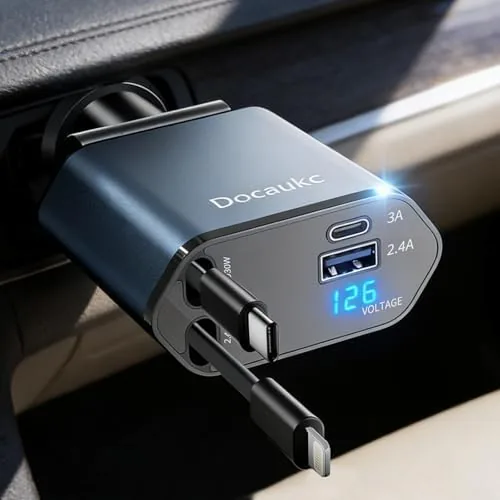 Overview of the Retractable Car Charger for iPhone 17, 69W USB C 4