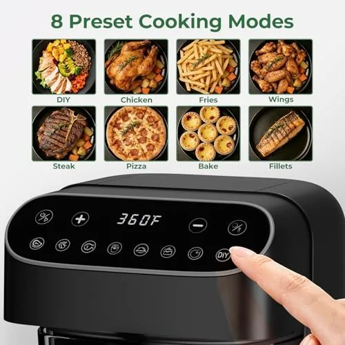 Another view of the 5 QT Glass Air Fryer, Non Toxic Airfryer with Digital