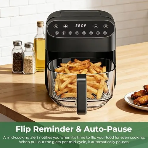The 5 QT Glass Air Fryer, Non Toxic Airfryer with Digital compared in context
