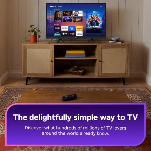 Roku voice remote with streaming service shortcut buttons on the table