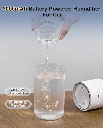 The 3000mAh Rechargeable Humidifier for Car Cup Holder, Digital Display | in real use