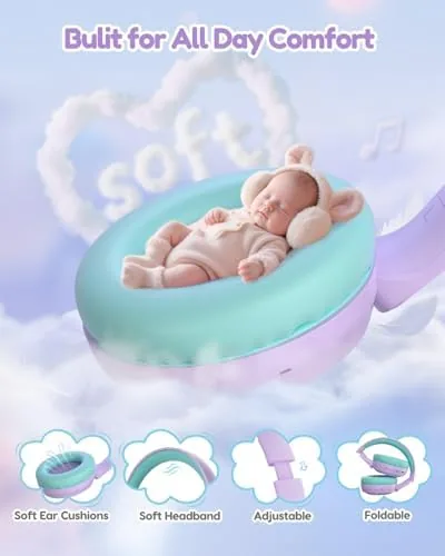 Child wearing the Acer headphones in a car seat watching a tablet