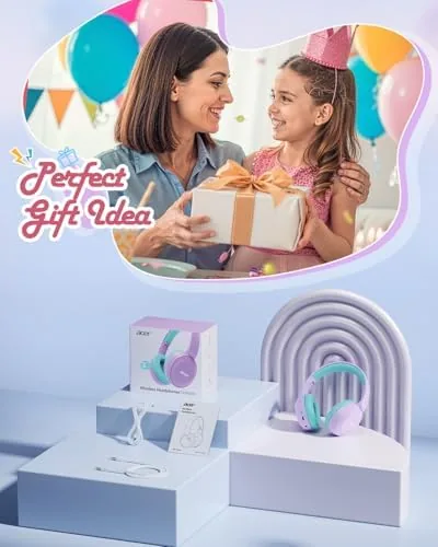 Acer kids headphones folded flat and packed into a school backpack