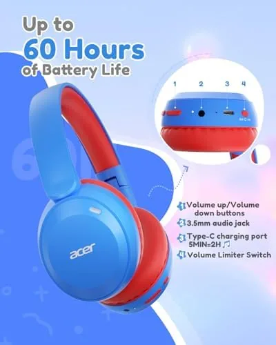 Testing the acer Kids Bluetooth Headphones, 85/94dB Volume Limited, 60H Playtime, Bluetooth over two weeks