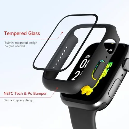 Close look at the 2 Pack Tempered Glass Case Compatible for Apple Watch, Hard build quality