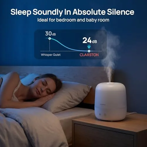 The Clarston Humidifiers for Bedroom, 2L Cool Mist Humidifier, 24dB Quiet in real use