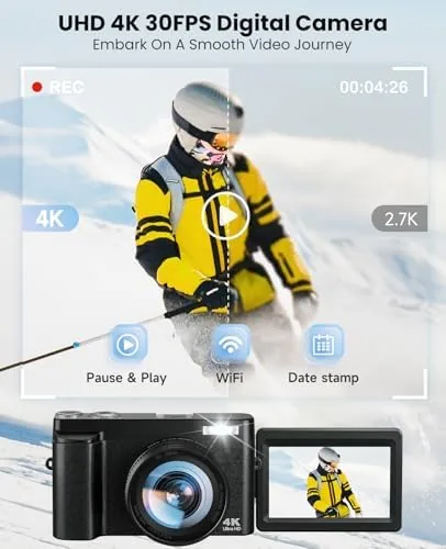 Close up of the buttons, mode dial, and lens on the compact camera
