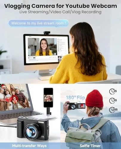 The digital camera next to a smartphone for a size and feature comparison
