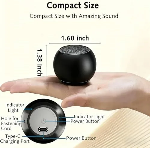 Detail shot of the Portable Mini Bluetooth Speaker, Small Wireless Speaker Bluetooth 5.3 with features