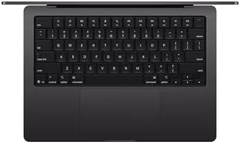 The space black finish and keyboard of the MacBook Pro M5