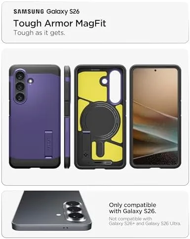 Close look at the Spigen for Galaxy S26 Case, Tough Armor MagFit [Kickstand] [Compatible build quality