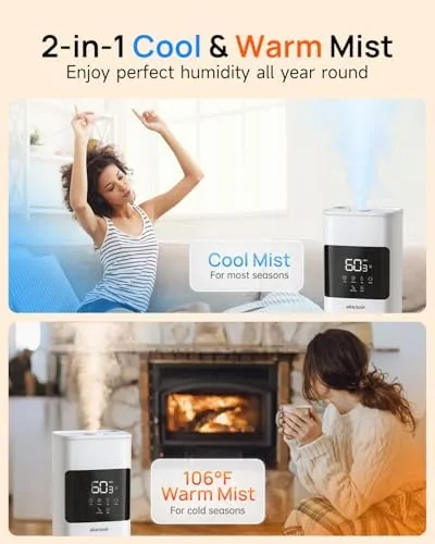 Close look at the Humidifiers for Bedroom, Humidifier Large Room, White | Warm & build quality