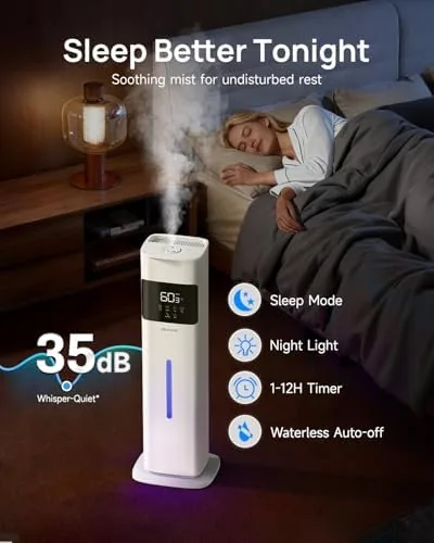 Another view of the Humidifiers for Bedroom, Humidifier Large Room, White | Warm &