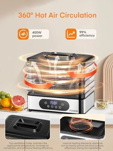 The FOHERE Food Dehydrator, 5 BPA-Free Tray Dehydrators, 11.42" Stackable Trays in real use