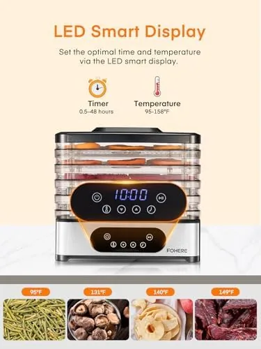 Another view of the FOHERE Food Dehydrator, 5 BPA-Free Tray Dehydrators, 11.42" Stackable Trays