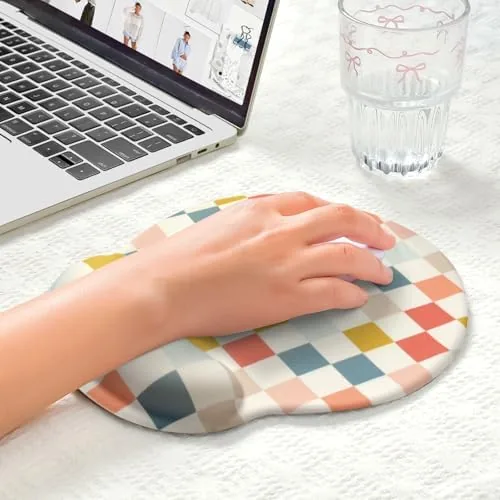 Close look at the Retro Checkered Mouse Pad with Support Wrist Rest,Cute Funny Boho build quality