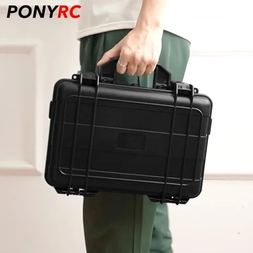 The hard case next to a soft drone bag for comparison