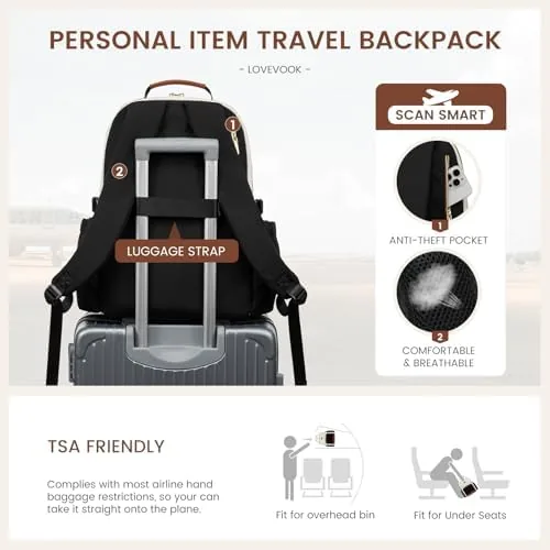 The LOVEVOOK backpack beside a plain black laptop backpack and a travel pack