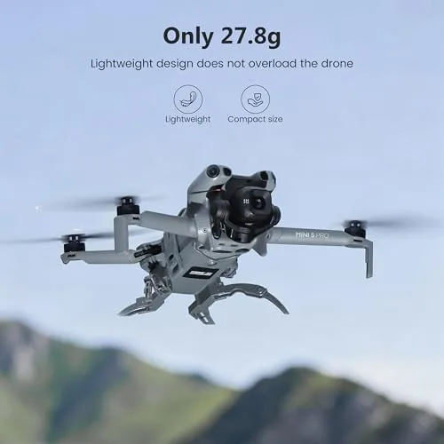 The Mini 5 Pro with landing gear folded flat and stored in its carry case