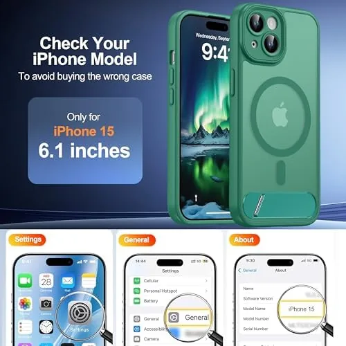 Close look at the Magnetic Compatible with iPhone 15 Case, [Built-in Invisible Kickstand][Compatible with build quality