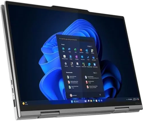 The 2.8K OLED display showing a vivid photo in tablet mode with the Yoga Pen