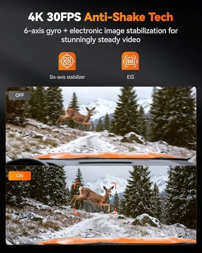Detail shot of the WOLFBOX X5 Duo 4K+2.5K Dash Cam Anti-Shake, 8MP STARVIS 2 features