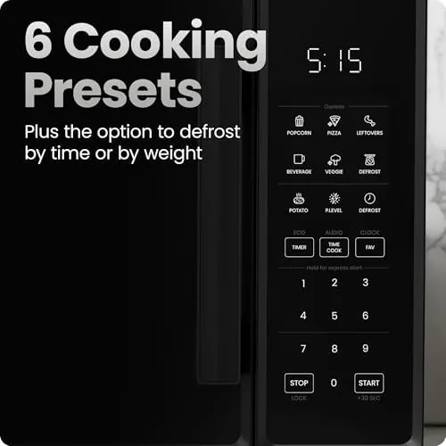 A plate of food reheating inside the open Chefman microwave cavity