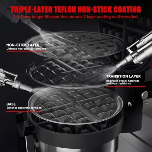 The CROSSON waffle maker next to a home rotating waffle iron
