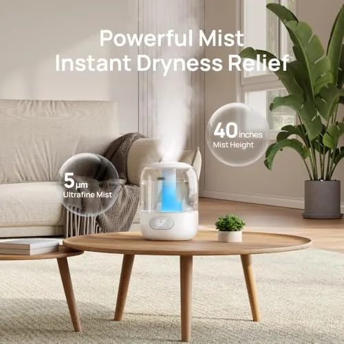 The DREO humidifier beside a basic ultrasonic unit for comparison