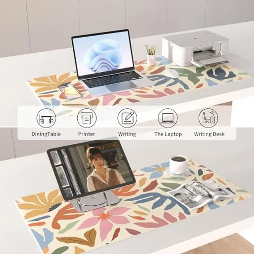 The Colorful Star Abstract Floral PU Leather Large Mouse Pad, 31.5" in real use