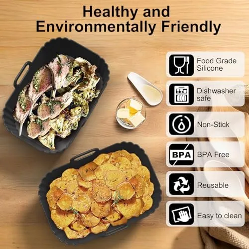 Another view of the Silicone Air Fryer Liners 2 Pack, Reusable Liners for Ninja