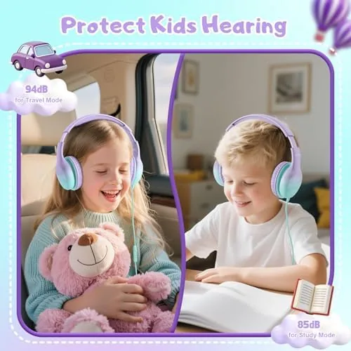 Close look at the Voopwink USB Type C Kids Headphones, Wired Headphones for Kids build quality