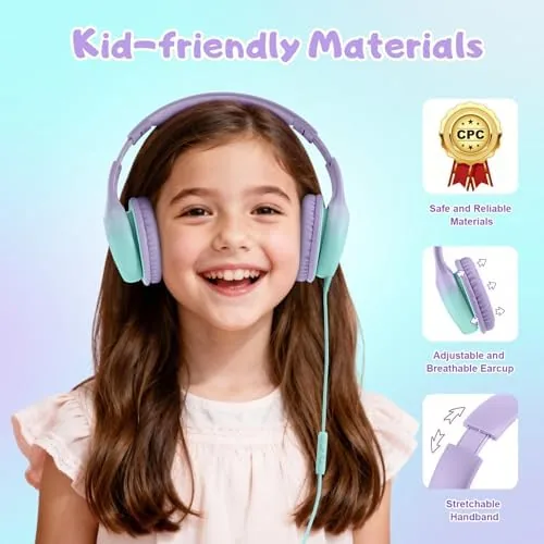 Another view of the Voopwink USB Type C Kids Headphones, Wired Headphones for Kids