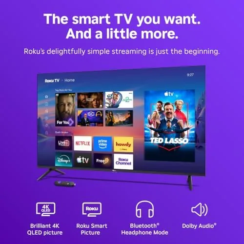 The Roku home screen showing the app grid and a highlighted streaming title