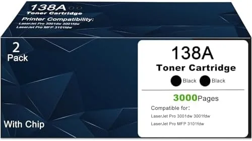 138A Black Compatible Toner Cartridge (with Chip) Replacement for HP 138A W1380A 138X W1380X Review: Tested and Rated