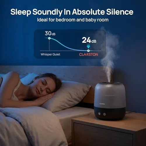 The Clarston Humidifiers for Bedroom, 2L Cool Mist Humidifier, 24dB Quiet in real use