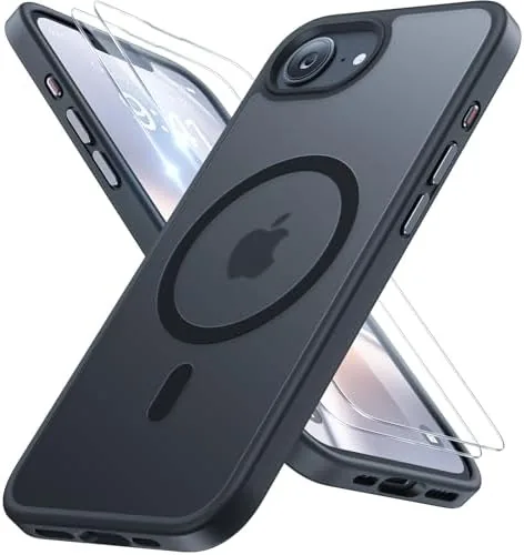 The miracase for iPhone 16e in matte black showing the MagSafe ring