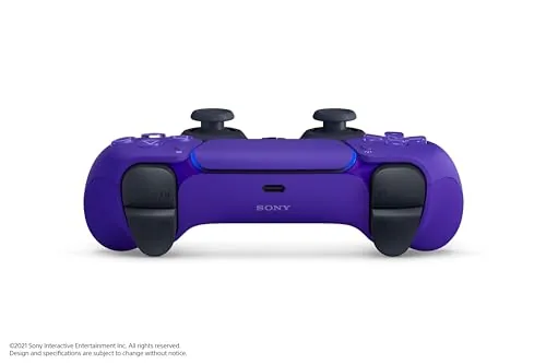 The Galactic Purple controller next to a standard white DualSense