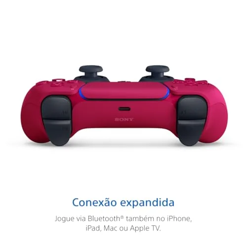 Close up of the red shell and the white PlayStation face buttons