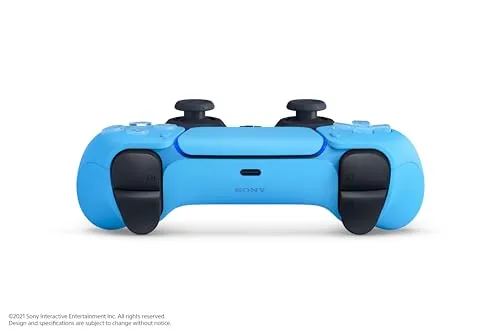 Starlight Blue DualSense next to a laptop and a smartphone